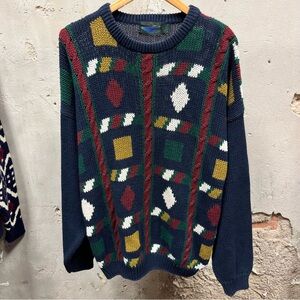 Etchings Colorful Chunky Knit Vintage Colorful Sweater Knit XL 90s 80s Grandpa